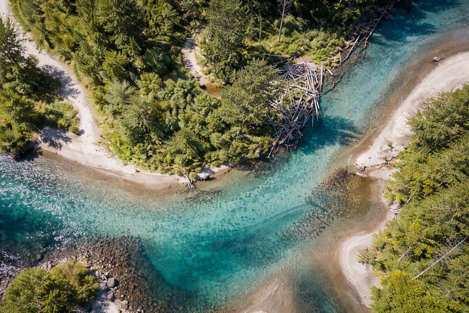 Aerial view of a Colorado river